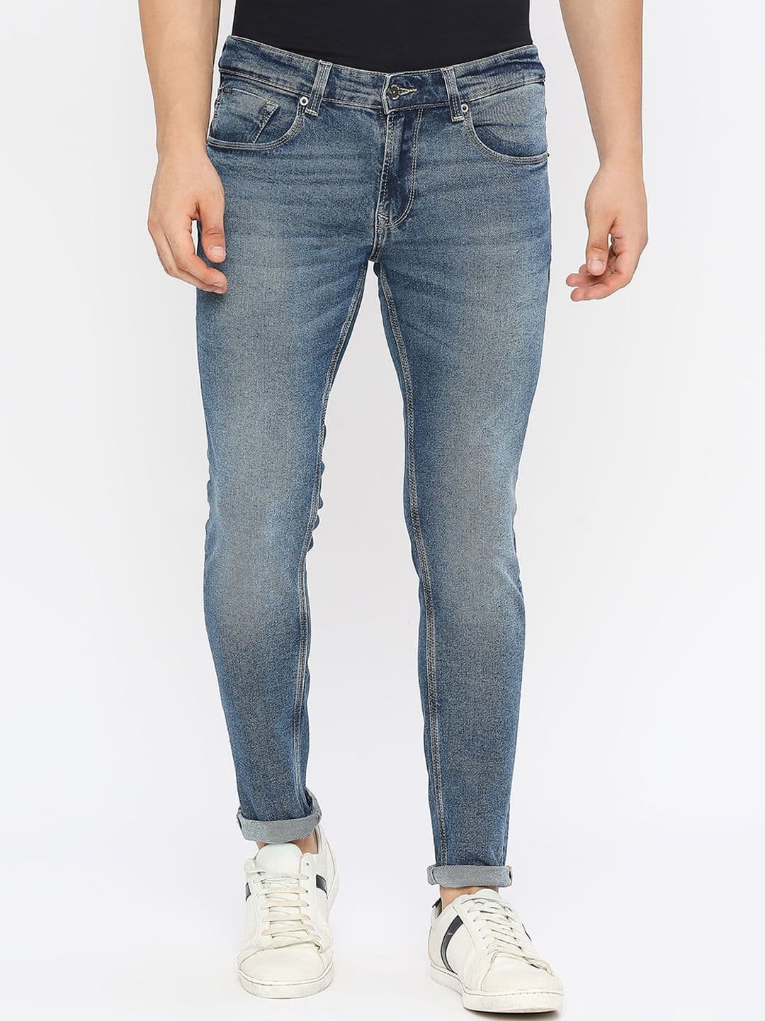 SPYKAR Men Clean Look Heavy Fade Whiskers & Chevrons Super Skinny Fit Cotton Jeans - view 1