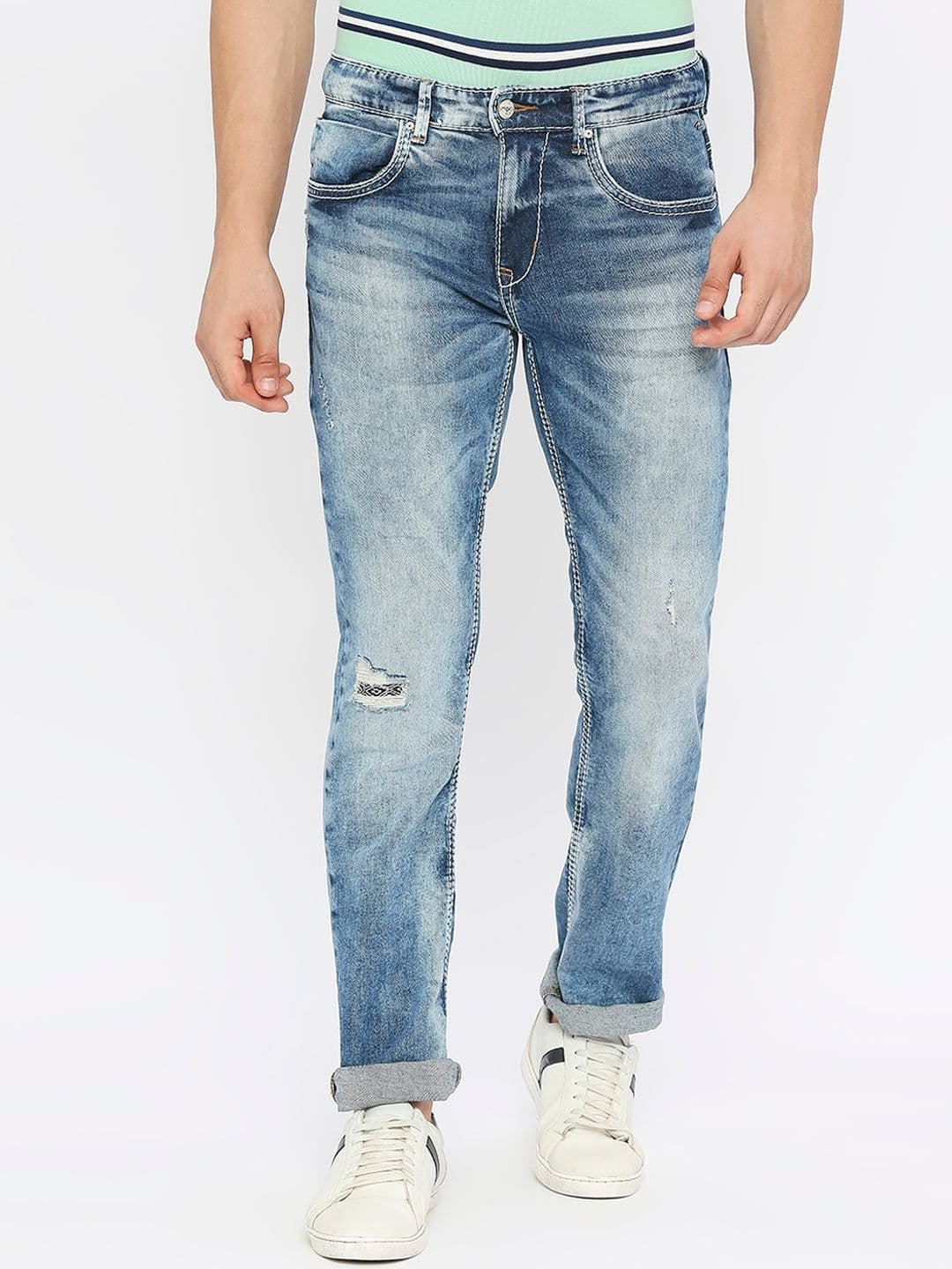 SPYKAR Men Mid-Rise Mildly Distressed Heavy Fade Stretchable Jeans - view 1