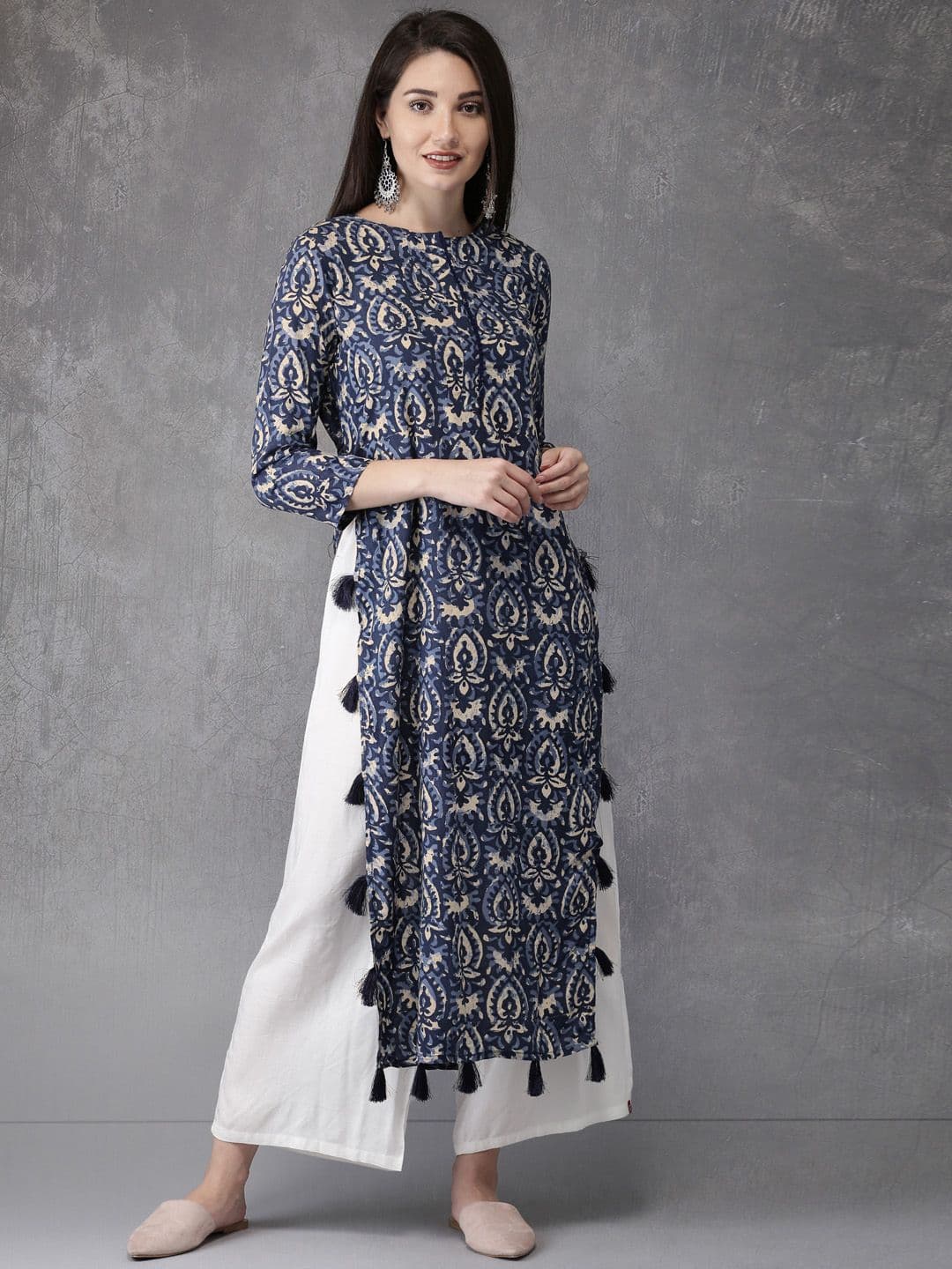 Anouk X fwd Women Blue Printed Straight Kurta - view 1