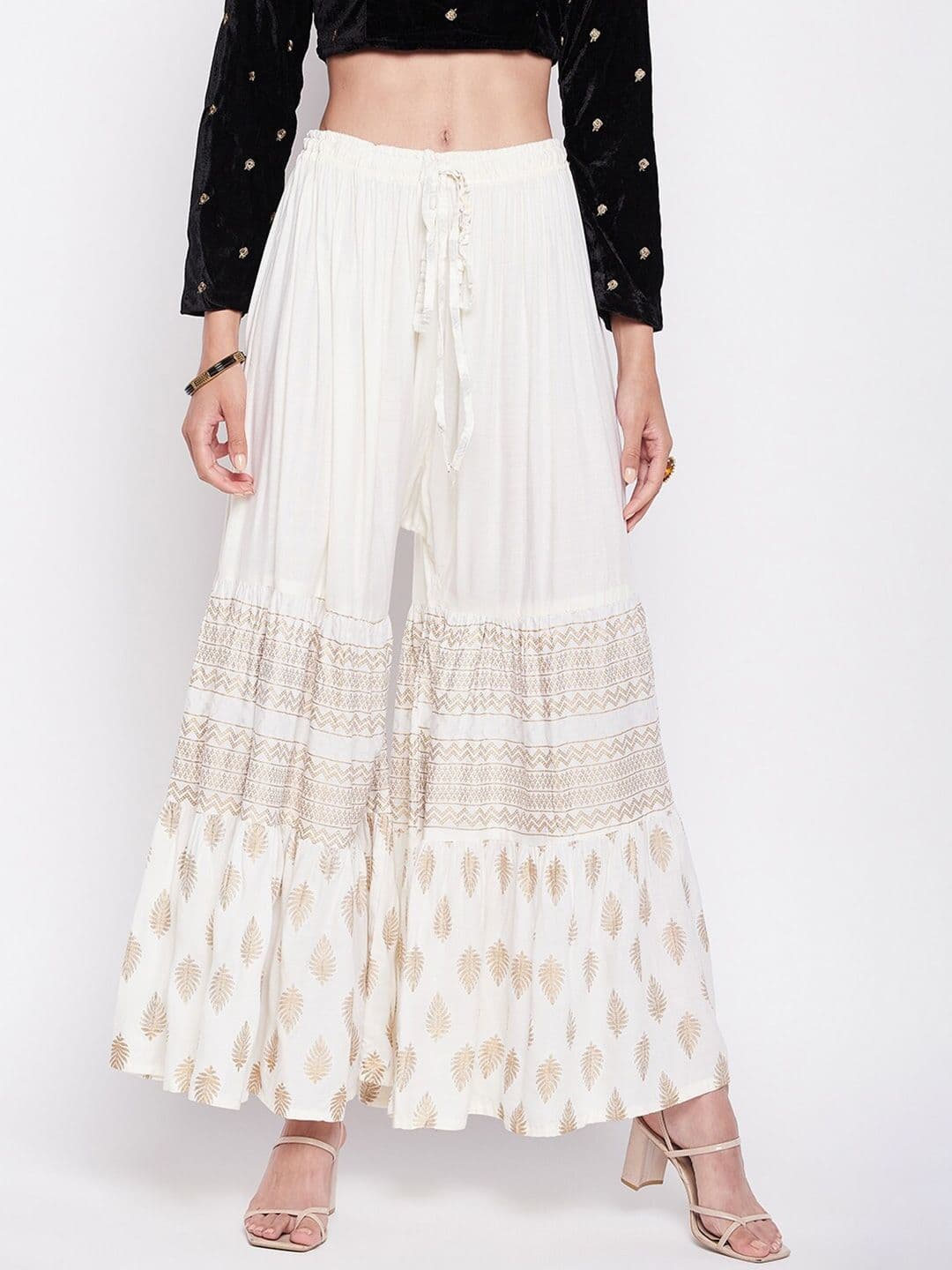 Clora Creation Women Mid-Rise Ethnic Printed Flared Palazzos - view 1