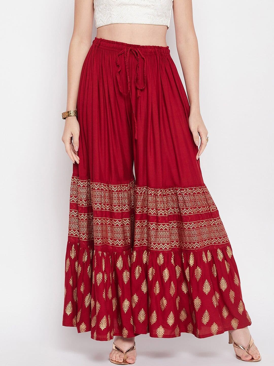 Clora Creation Women Mid-Rise Ethnic Printed Flared Palazzos - view 1