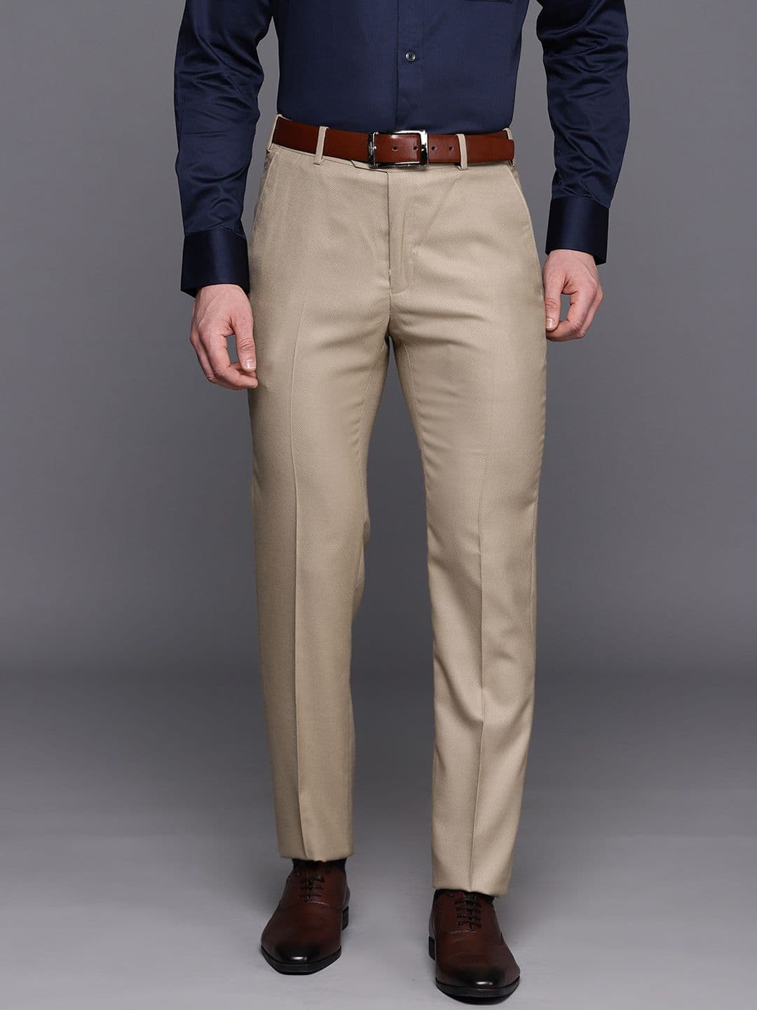Raymond Men Self Design Slim Fit Formal Trousers - view 1