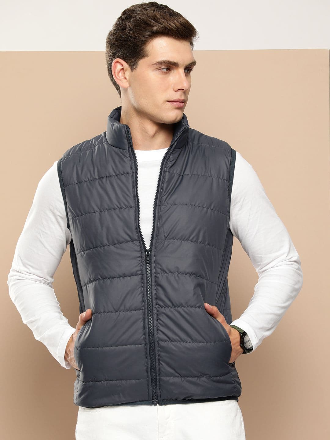 INVICTUS Solid Sleeveless Padded Jacket - view 1