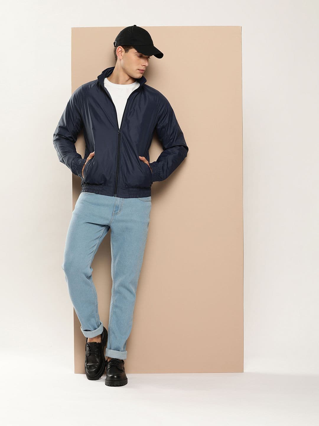 INVICTUS Solid Mock-Collar Bomber Jacket - view 1