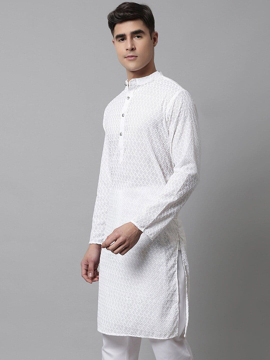 Jompers Embroidered Mandarin Collar Cotton Kurta - view 1