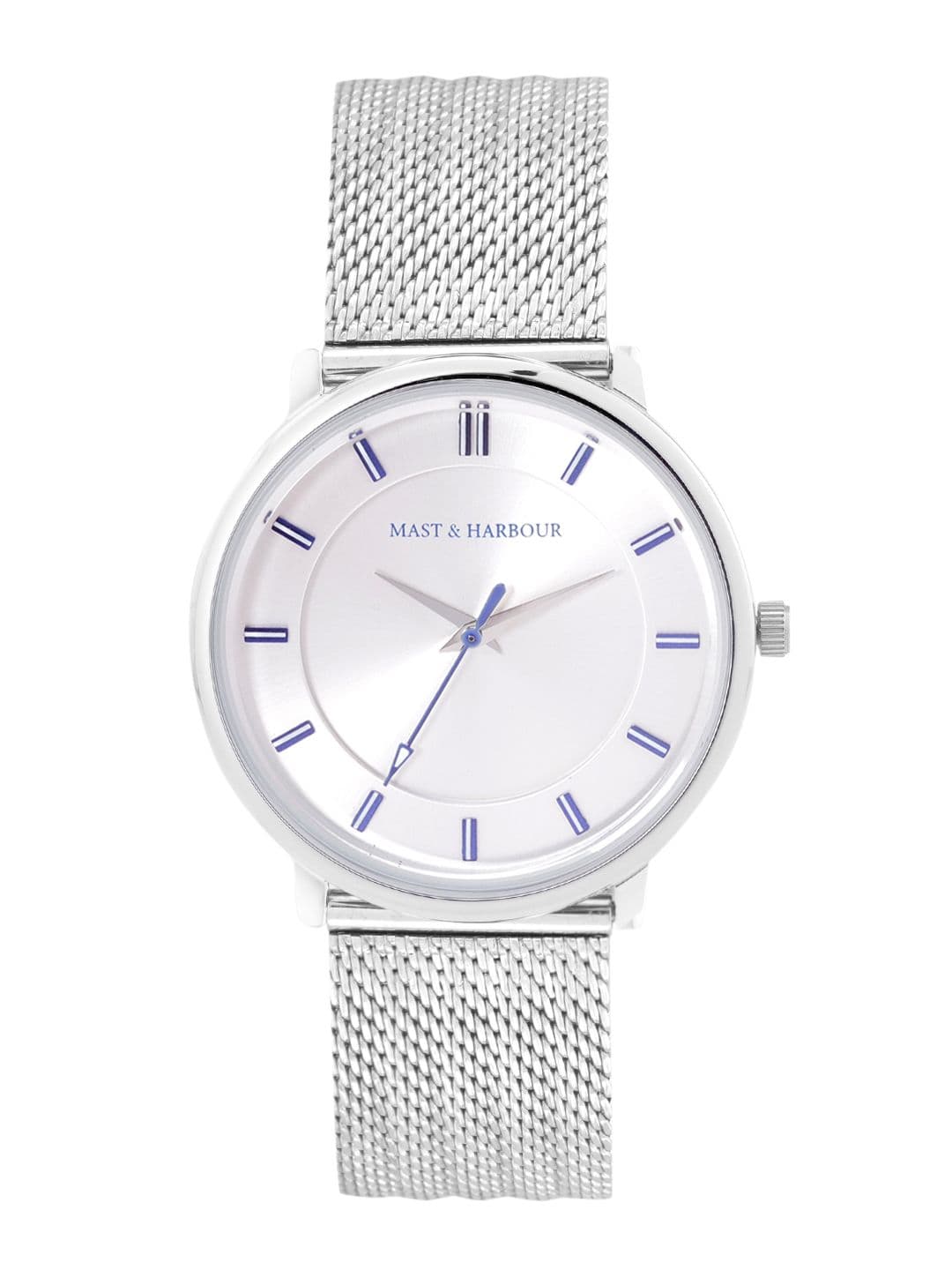 Mast & Harbour Unisex Silver-Toned Brass Dial & Silver Toned Stainless Steel Bracelet Style Straps Analogue Watch - view 1