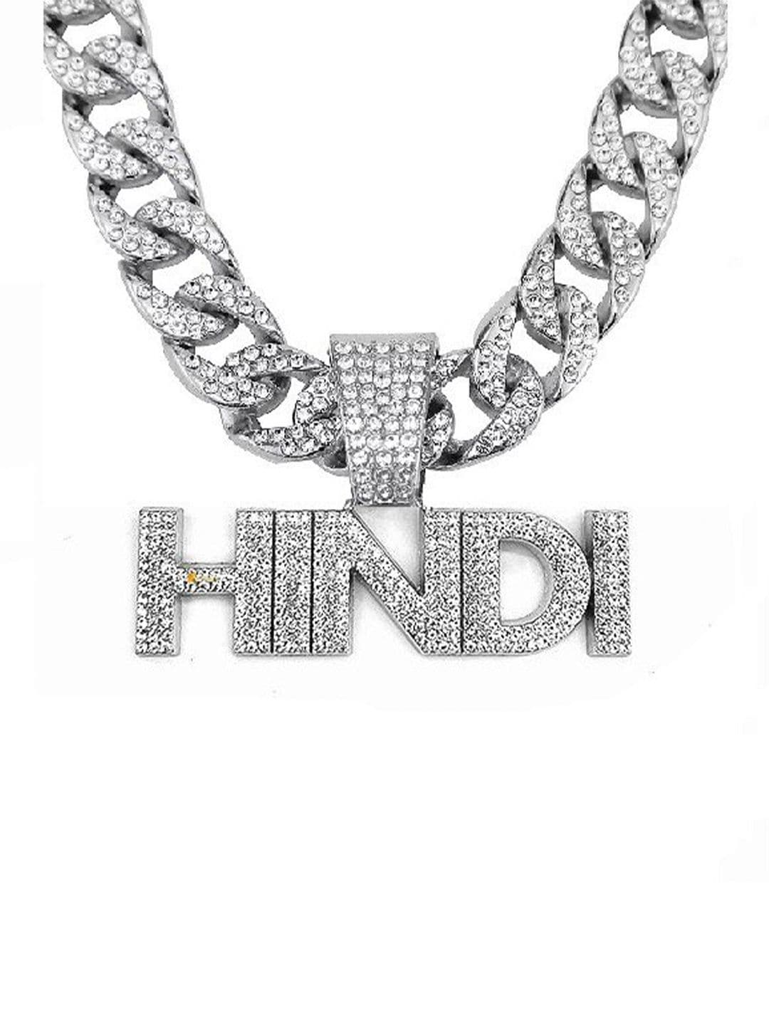 VIEN Silver-Plated Crystal Studded Hip Hop Hindi Cuban Necklace - view 1