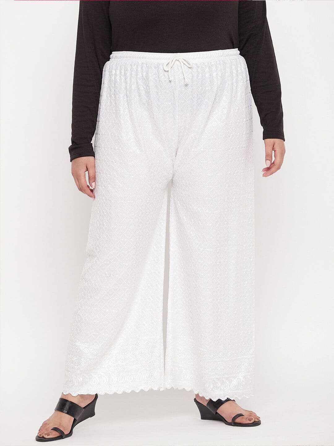 CLORA CREATION PLUS Women Self Design Straight fit Palazzos - view 1