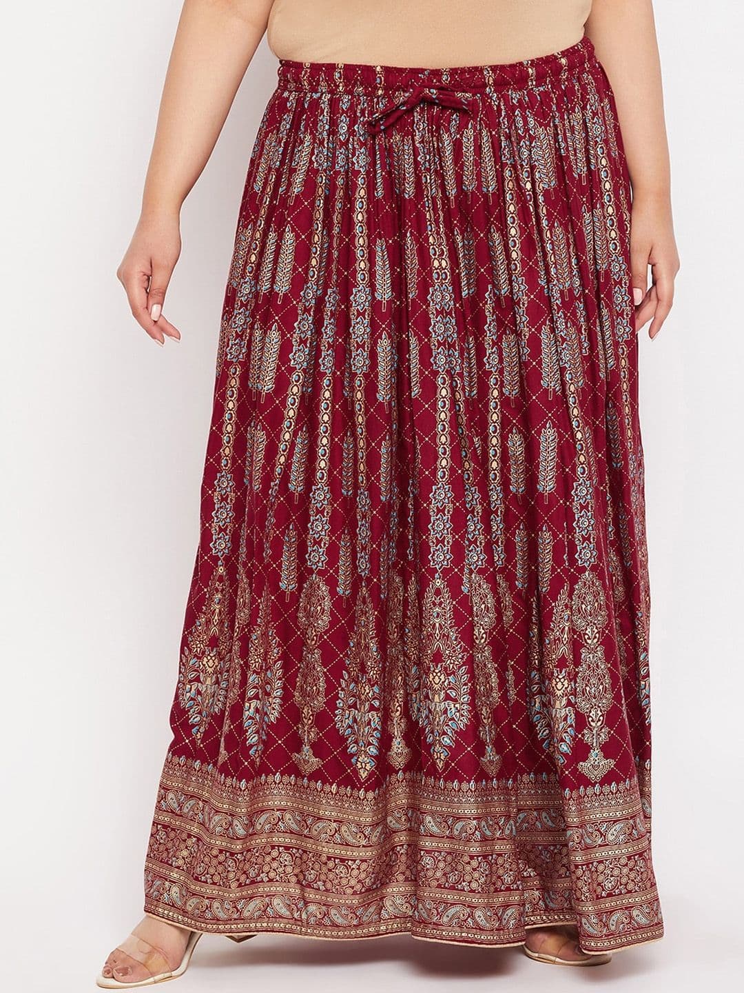 CLORA CREATION PLUS Ethnic Motifs Printed Flared Maxi Skirt - view 1