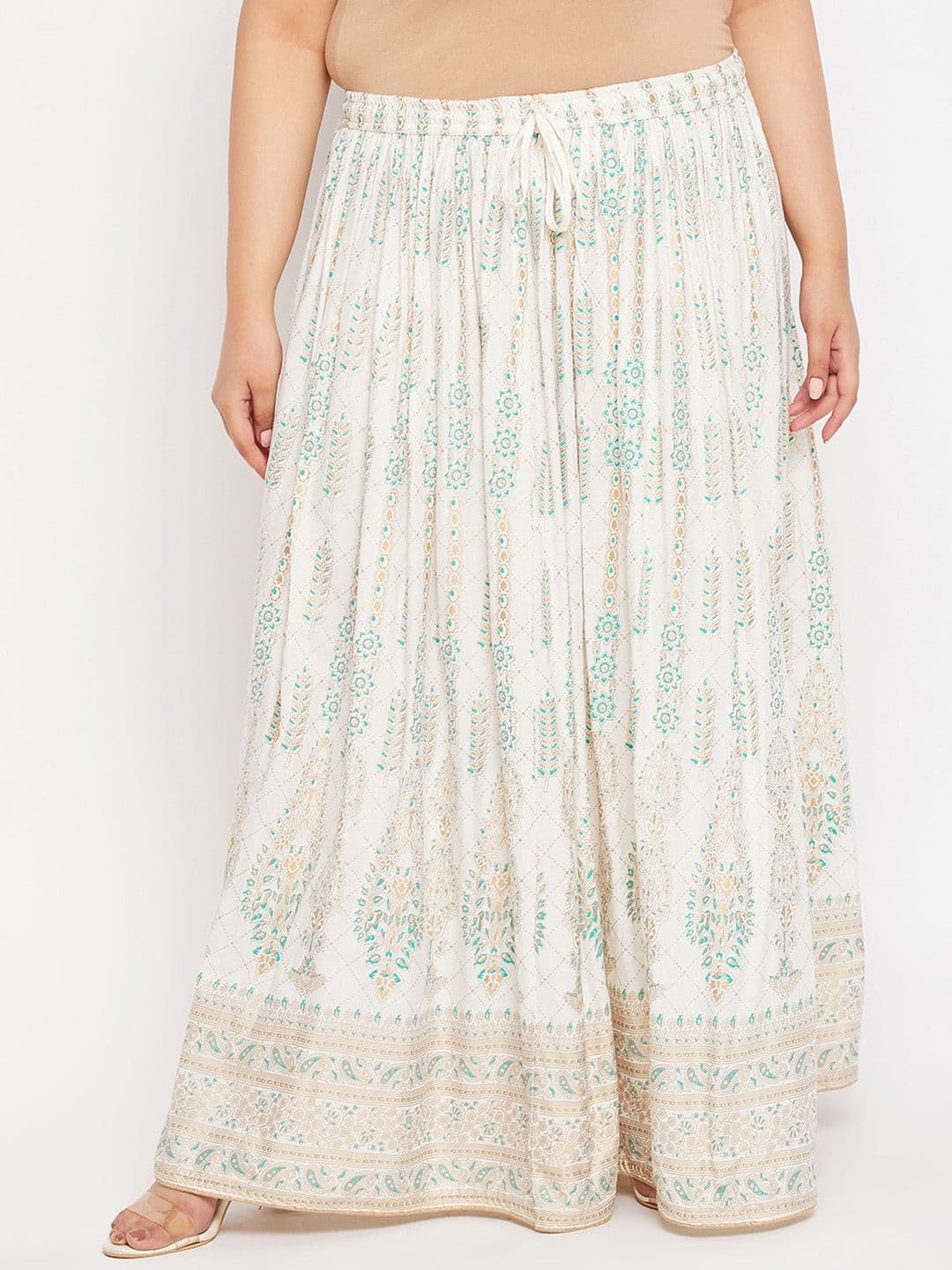 CLORA CREATION PLUS Printed Flared Maxi Skirt - view 1