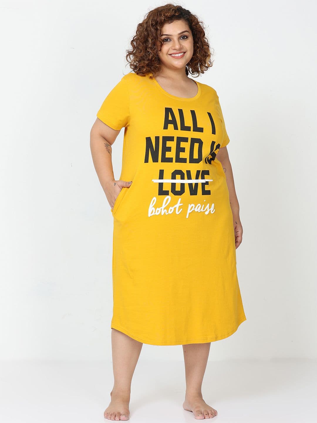 9shines Label Plus Size Women Hosiery Cotton Graphic Printed Short Nightdress - view 1
