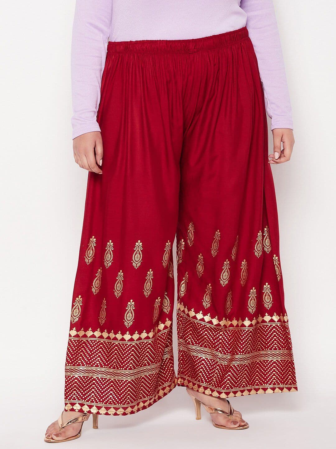CLORA CREATION PLUS Women Plus Size Ethnic Motifs Printed Wide Leg Fit Palazzos - view 1