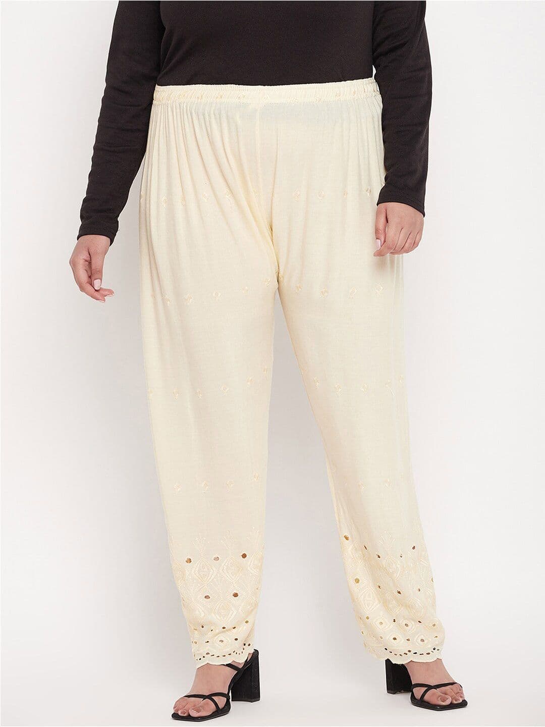 CLORA CREATION PLUS Women Geometric Embroidered Straight Fit Palazzos - view 1