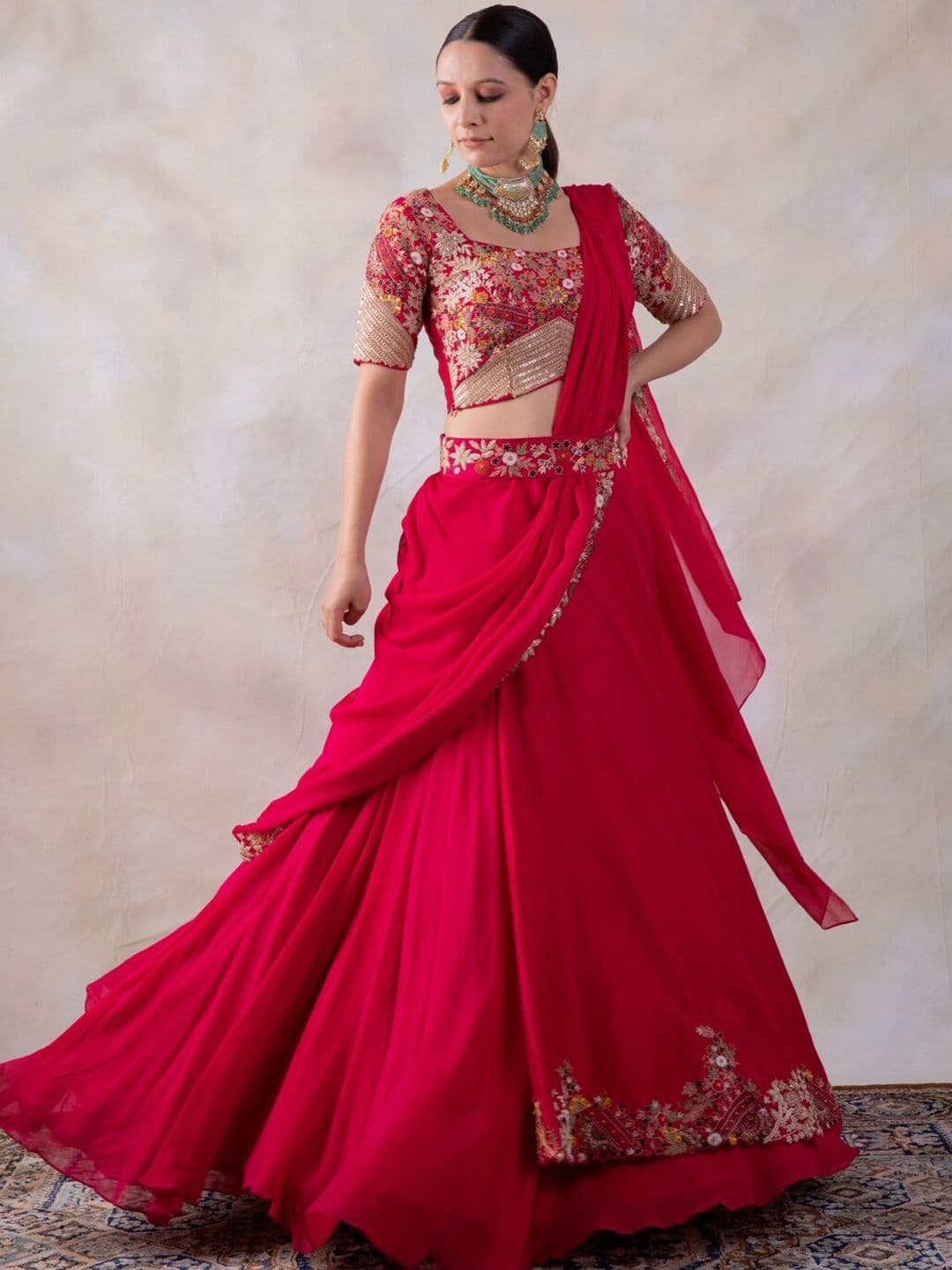 baidehi Embroidered Sequinned Ready to Wear Lehenga & Blouse With Dupatta - view 1