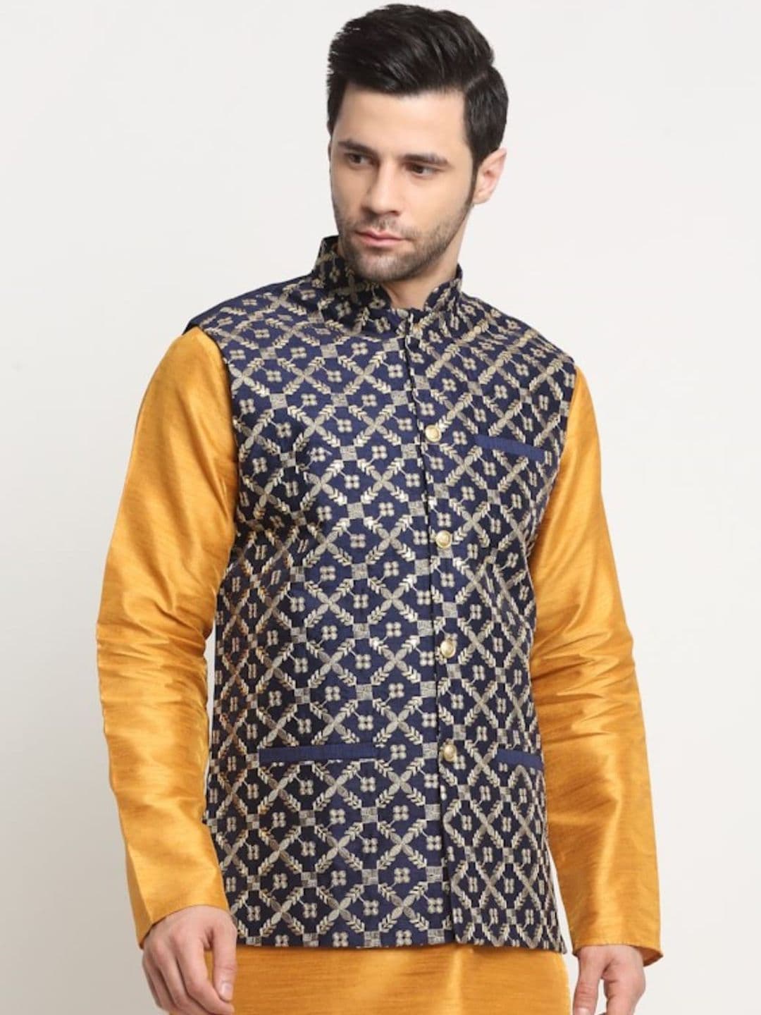 KRAFT INDIA Embroidered Silk Nehru Jackets - view 1