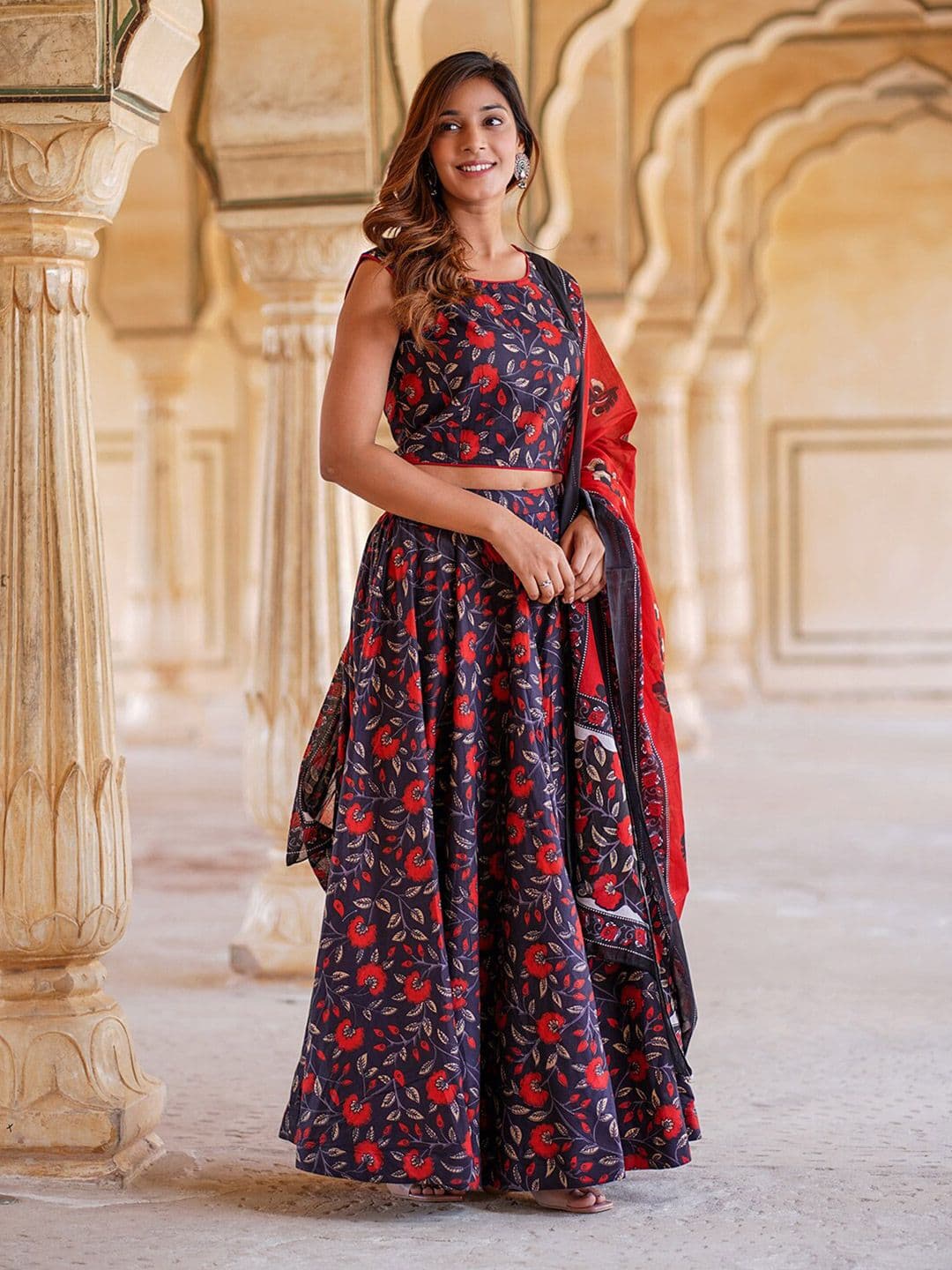 KALINI Floral Printed Ready to Wear Lehenga & Blouse With Dupatta - view 1
