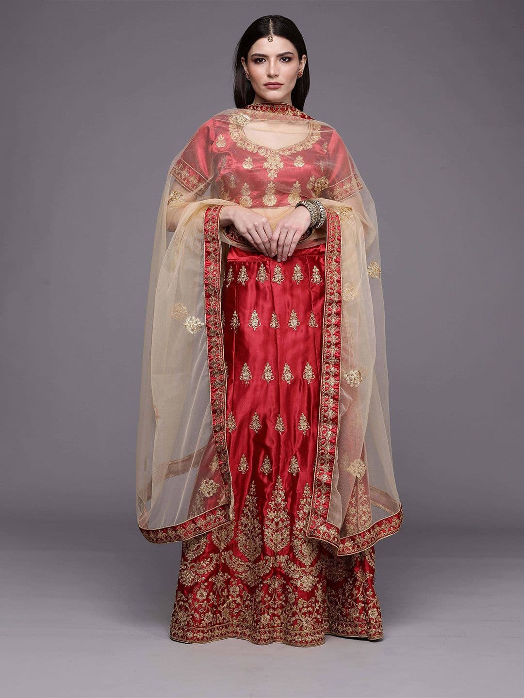 Sangria Maroon Embroidered Lehenga Choli - view 1
