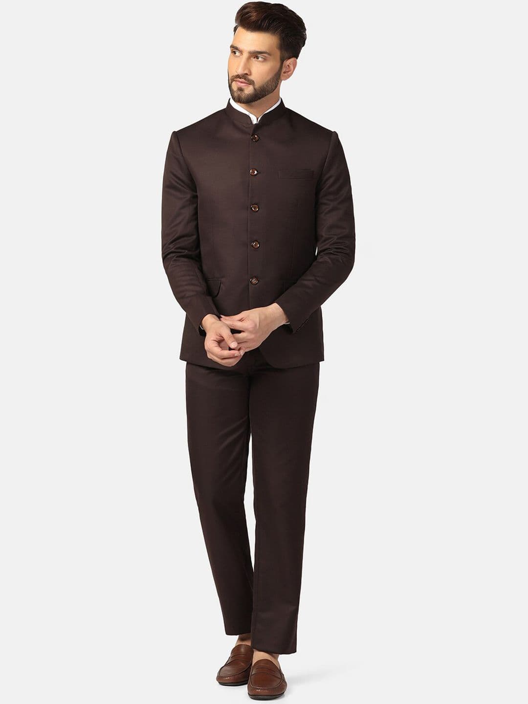 TAHVO Slim-Fit Bandhgala Two-Piece Party Suit