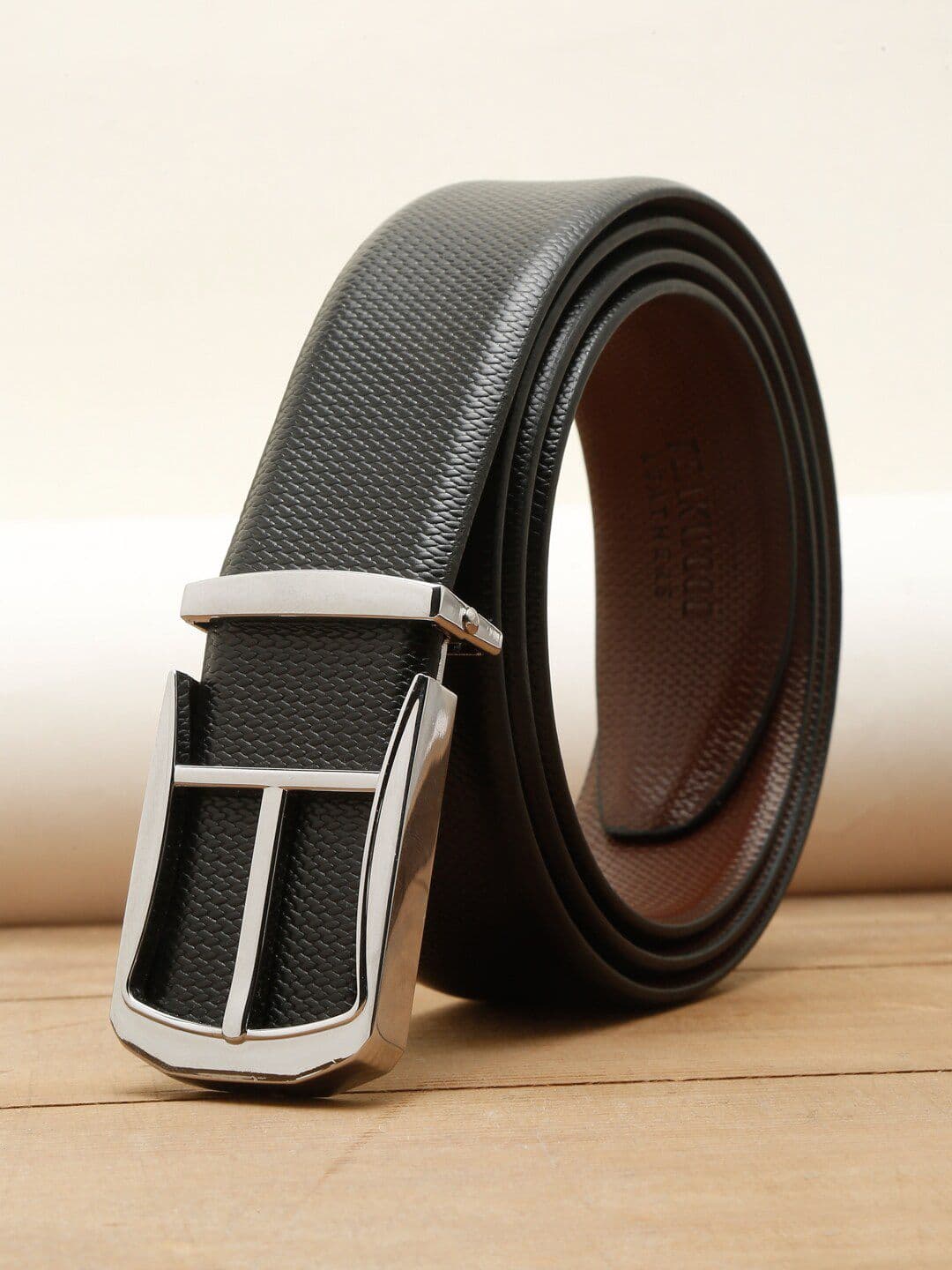 Teakwood Leathers Men Textured Reversible Formal Belt - view 1