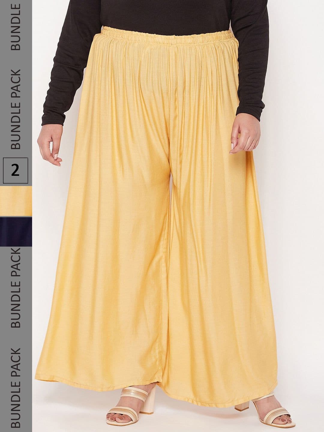 CLORA CREATION PLUS Pack Of 2 Wide Leg Palazzos - view 1