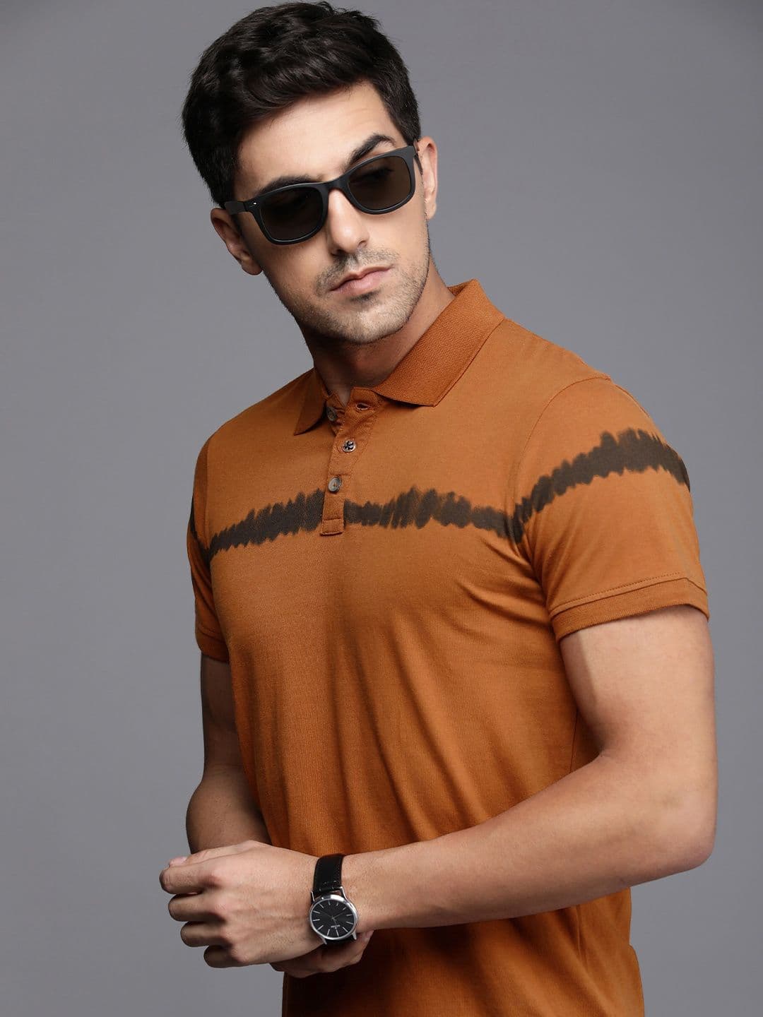 WROGN Men Cotton Striped Polo Collar Slim Fit T-shirt - view 1
