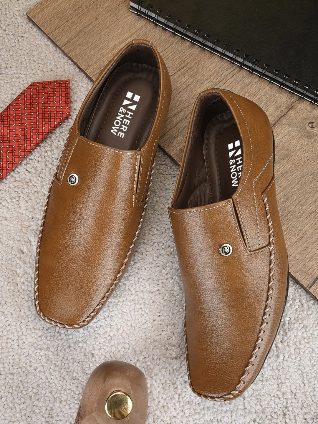 HERE&NOW Men Tan Formal Slip-On Shoes - view 1