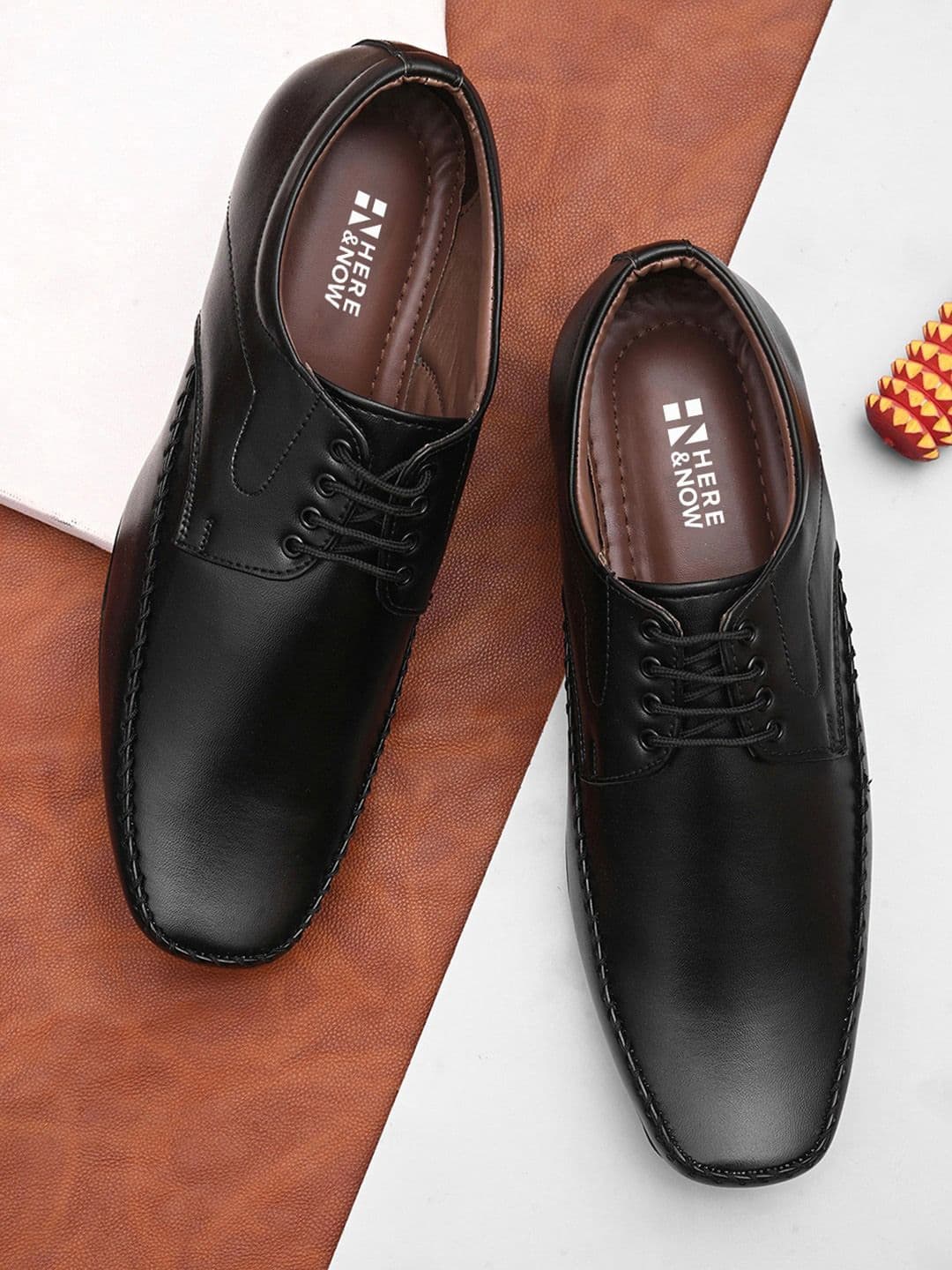 HERE&NOW Men Black Derbys Formal Shoes - view 1