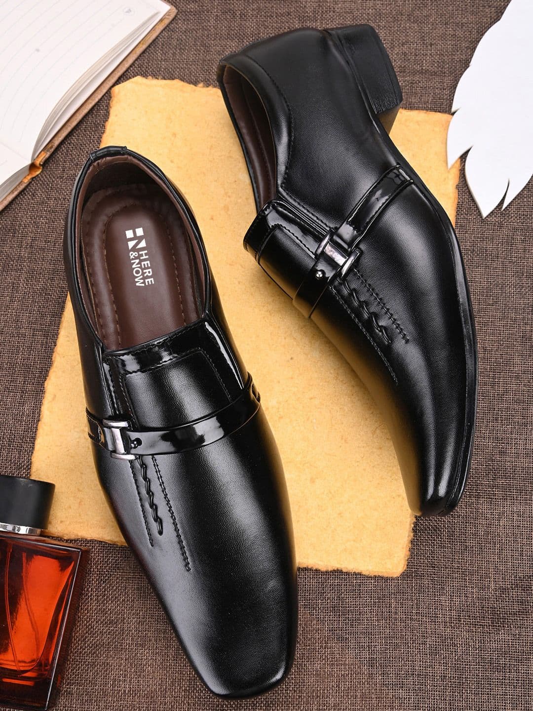 HERE&NOW Men Black Formal Slip-On Shoes - view 1