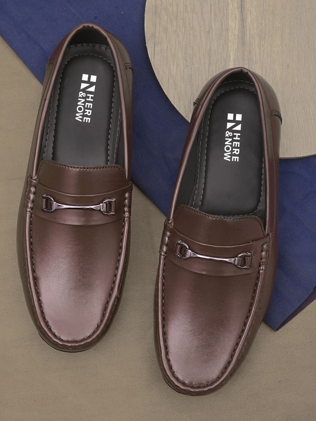 HERE&NOW Men Brown Buckled Formal Loafers - view 1
