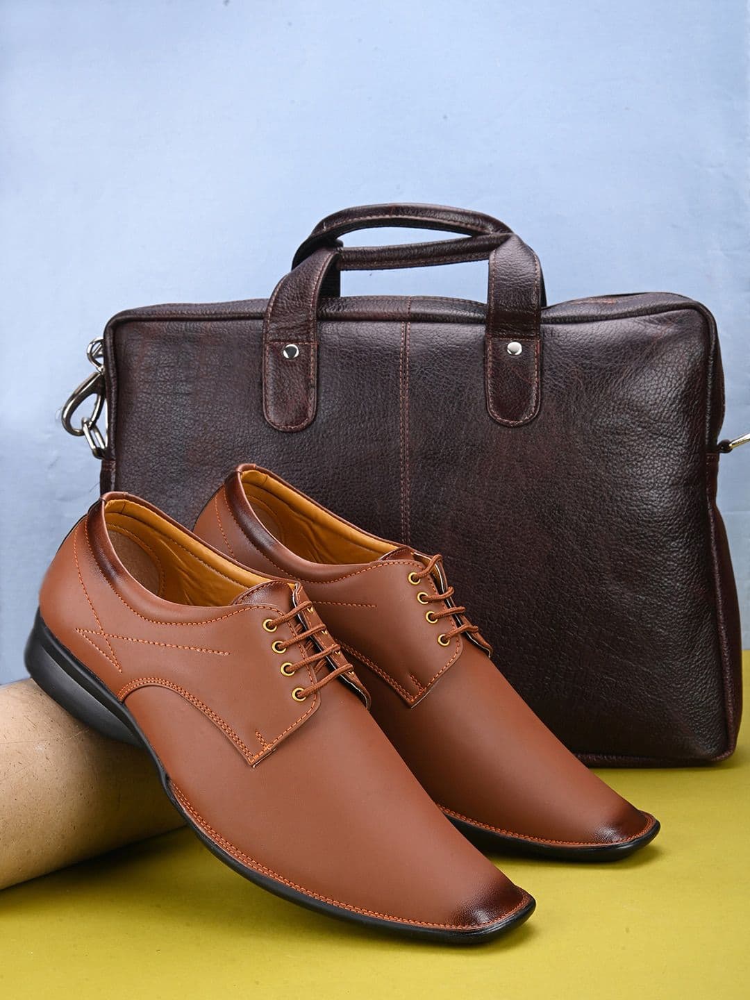 HERE&NOW Men Tan Brown Lace-Up Formal Derbys - view 1