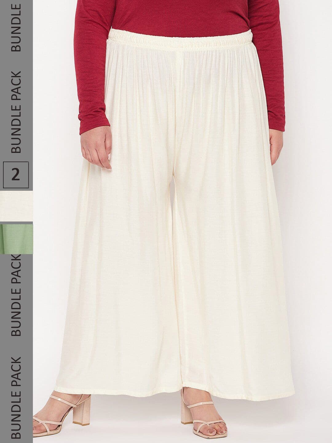 CLORA CREATION PLUS Women Pack of 2 Flared Palazzos - view 1