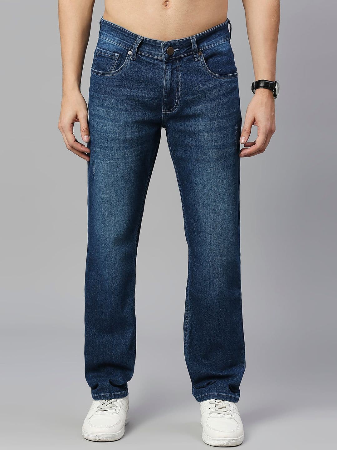 HERE&NOW Men Blue Smart Light Fade Regular Fit Stretchable Jeans - view 1