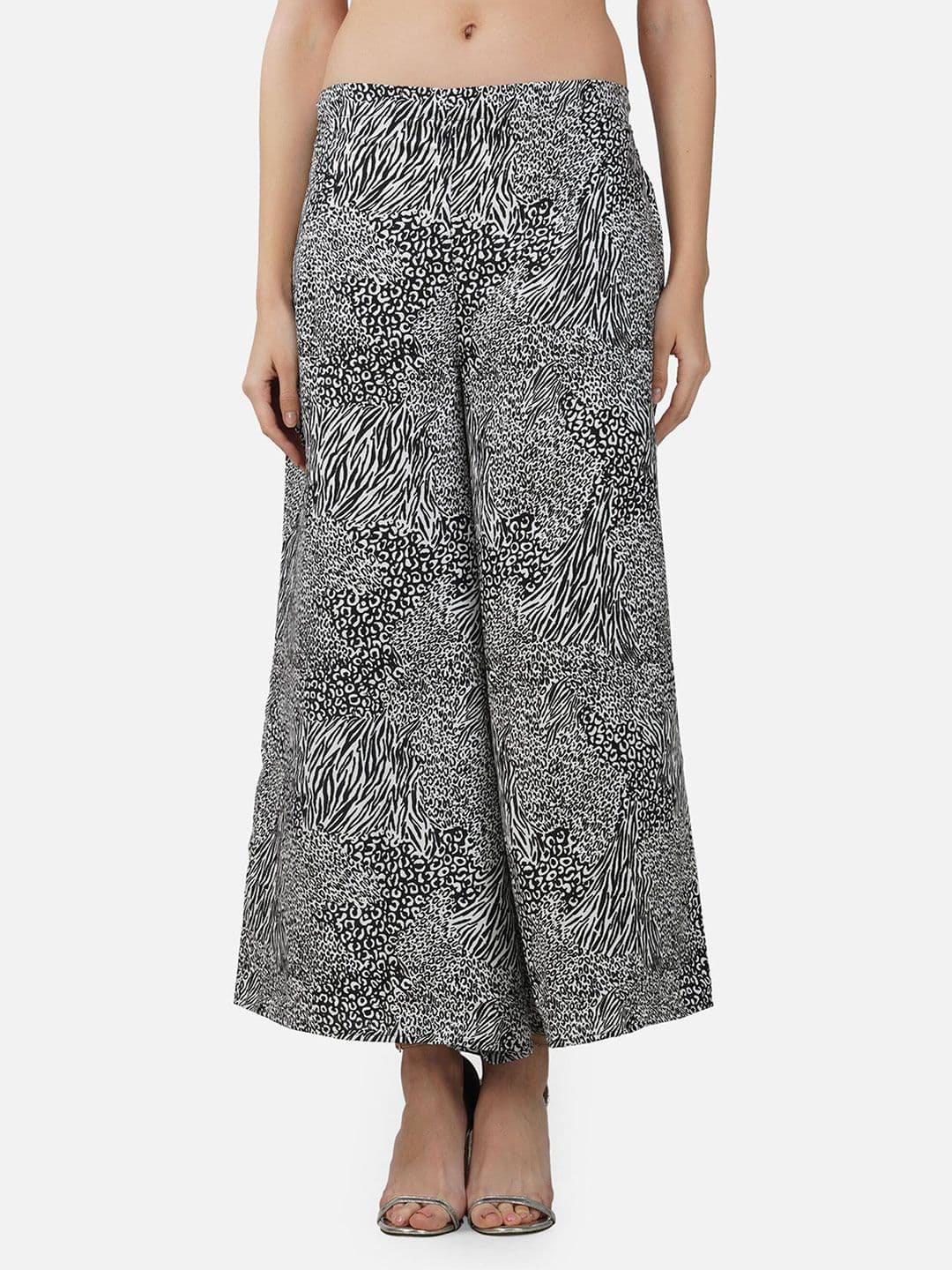 BCZ Style Women Animal Printed Flared Knitted Palazzos - view 1