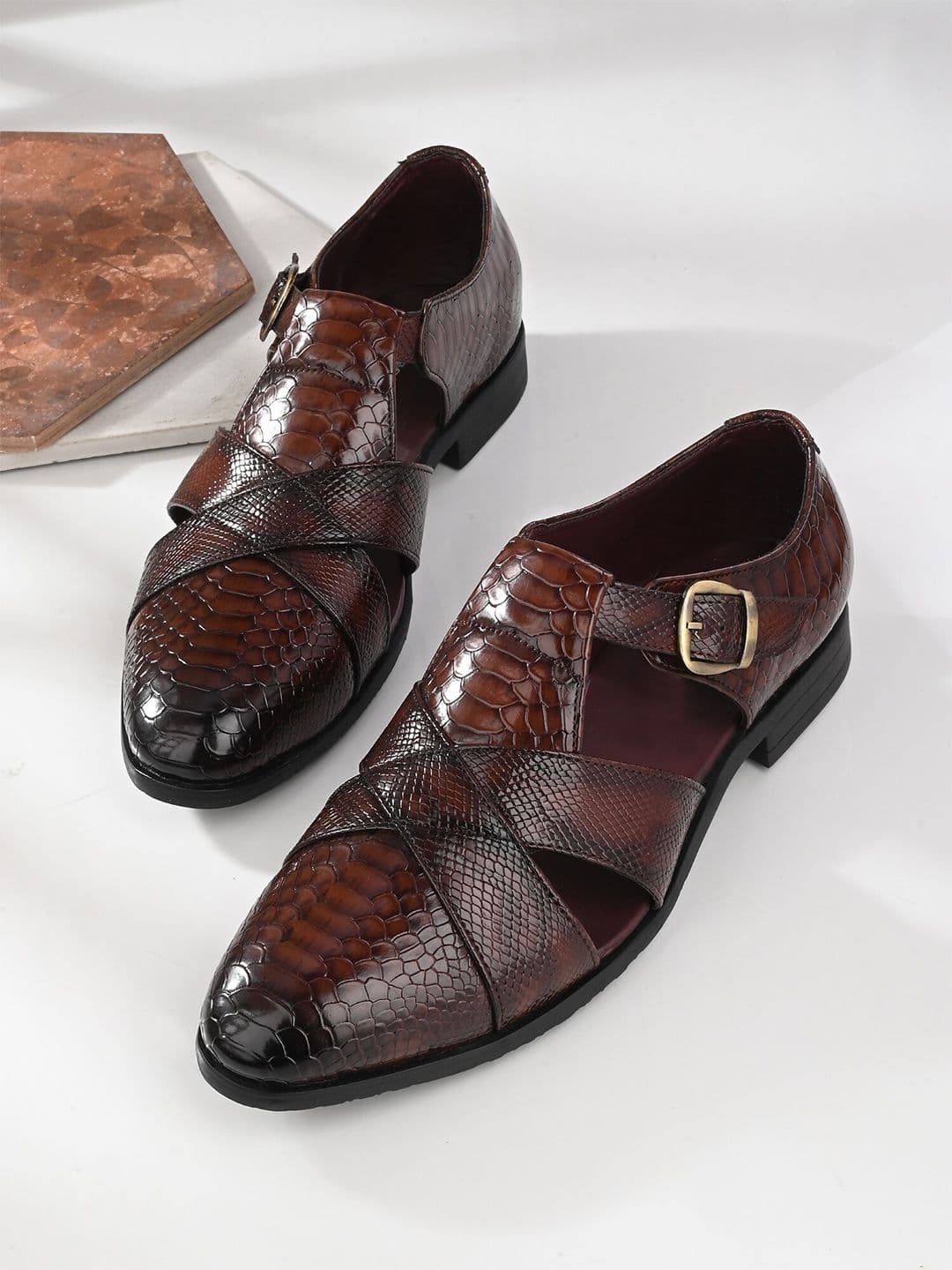 House of Pataudi Men Textured Shoe Style Sandals - view 1