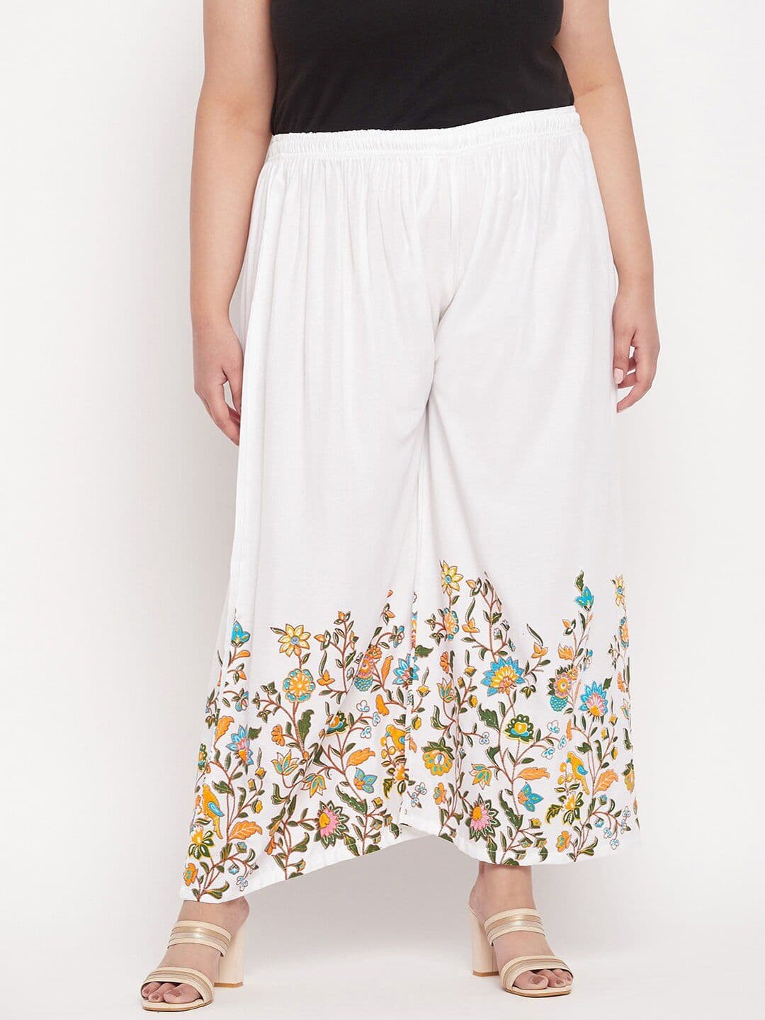 CLORA CREATION PLUS Women Floral Hem Design Palazzos - view 1