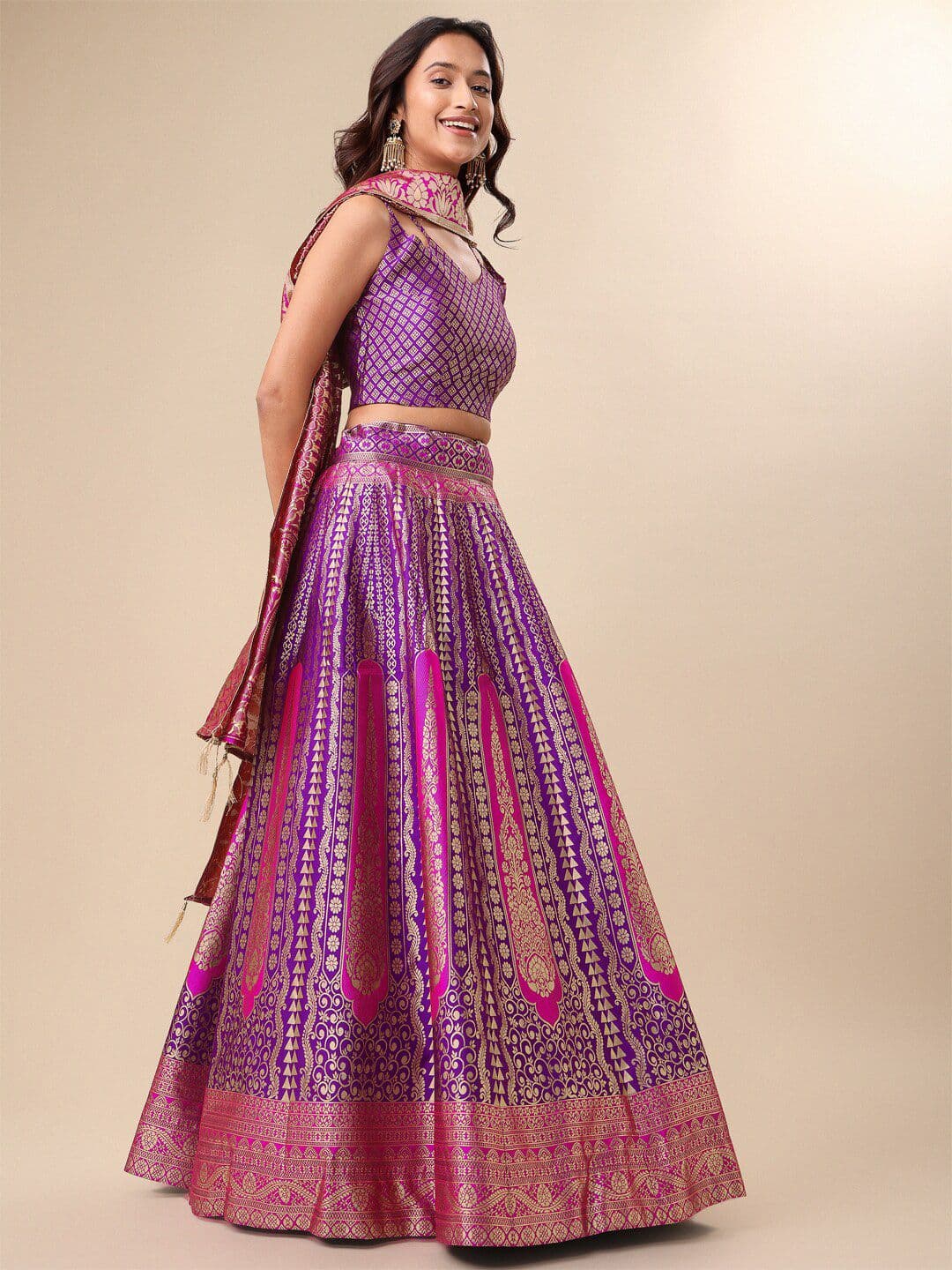 PURVAJA Ready to Wear Lehenga & Unstitched Blouse With Dupatta - view 1
