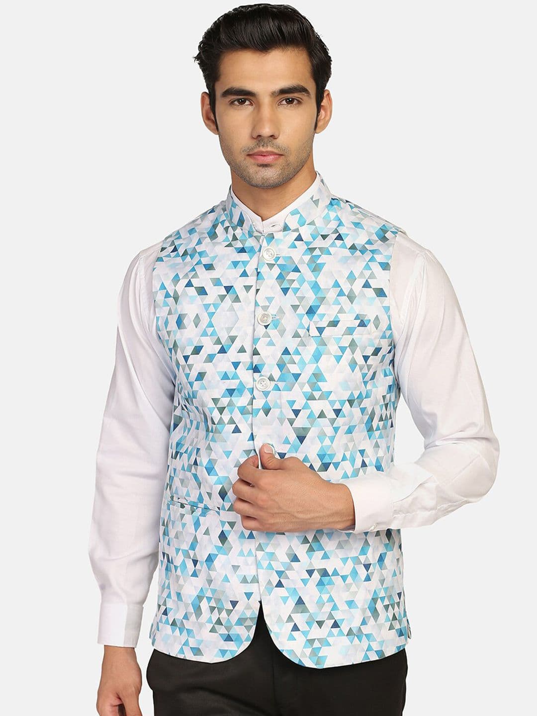 TAHVO Geometric Printed Nehru Jackets - view 1