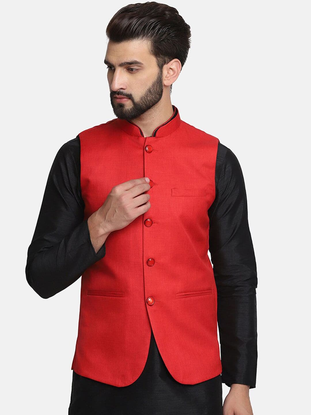 TAHVO Mandarin Mollar Satin Nehru Jackets - view 1
