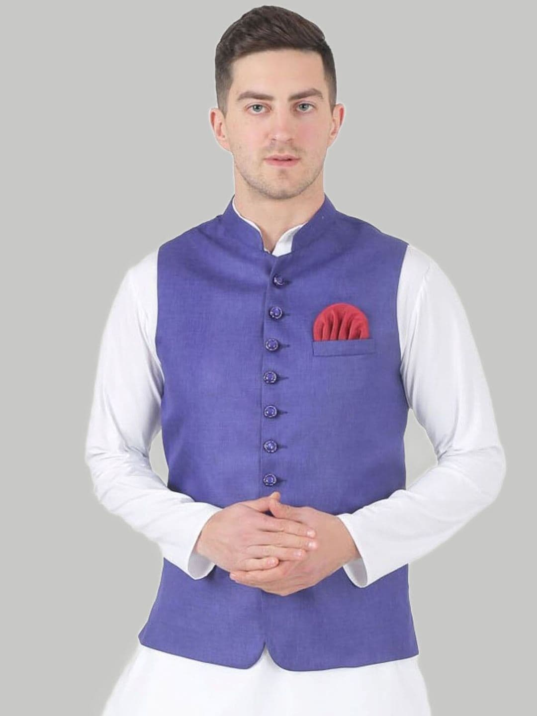 TAHVO Mandarin Mollar Satin Nehru Jackets - view 1