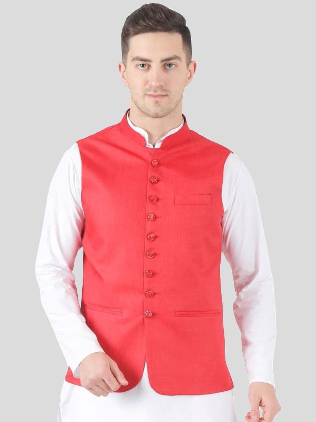 TAHVO Satin Mandarin Collar Nehru Jacket - view 1