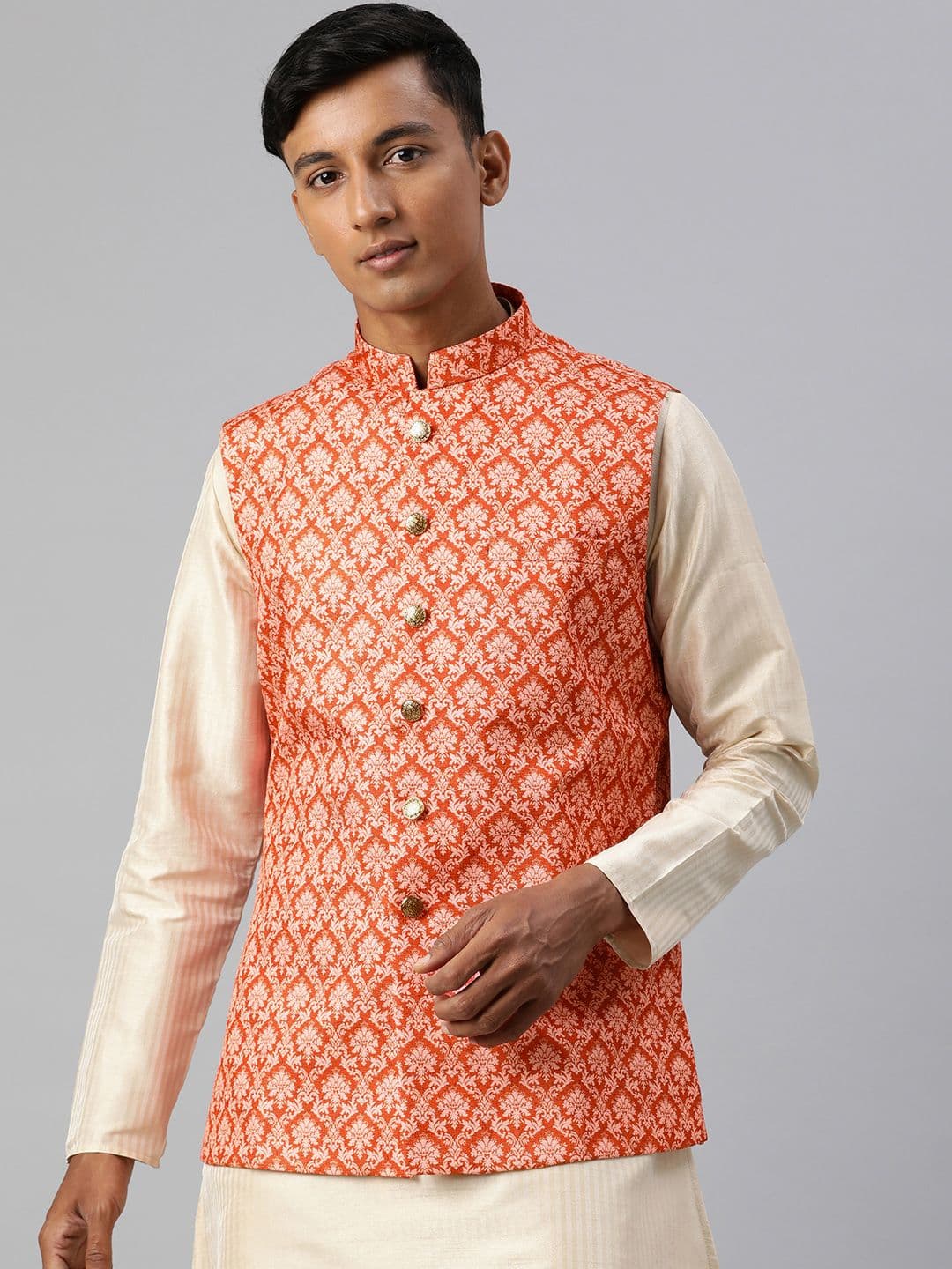 Manthan Men Woven Design Nehru Jacket - view 1