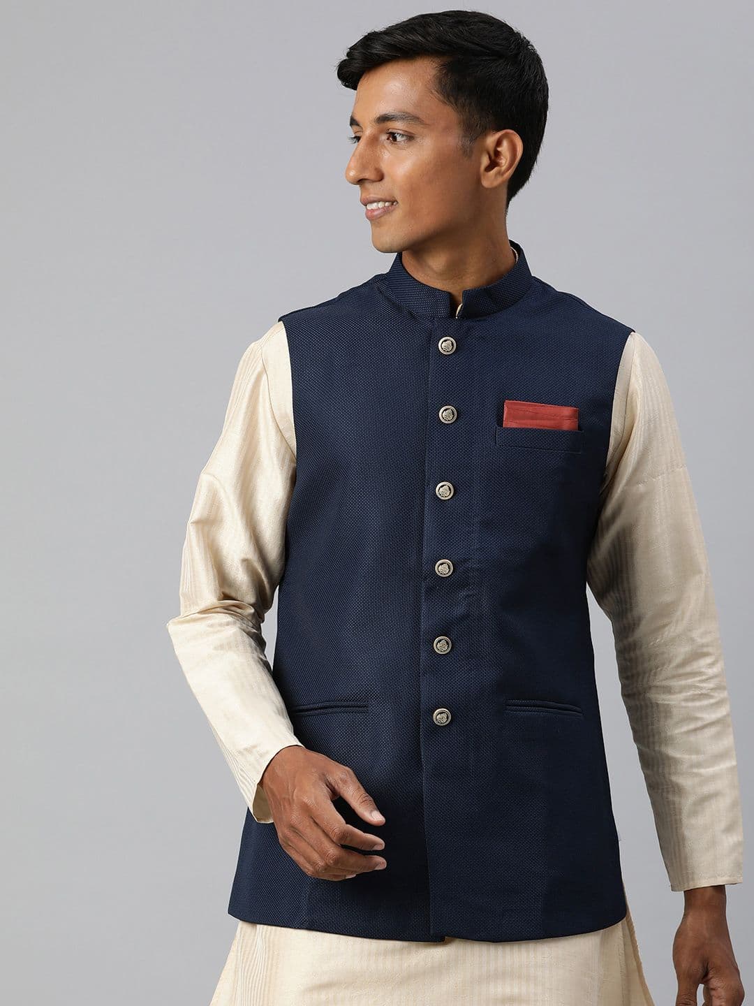 Manthan Men Woven Design Nehru Jacket - view 1