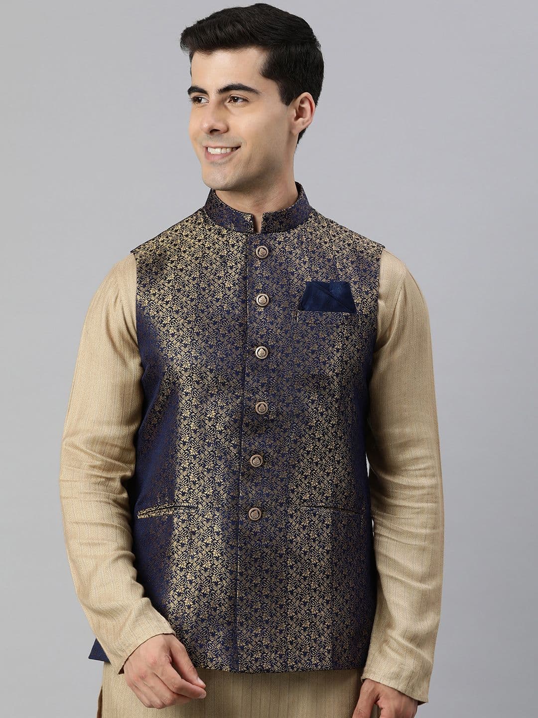 Manthan Men Woven Design Nehru Jacket - view 1