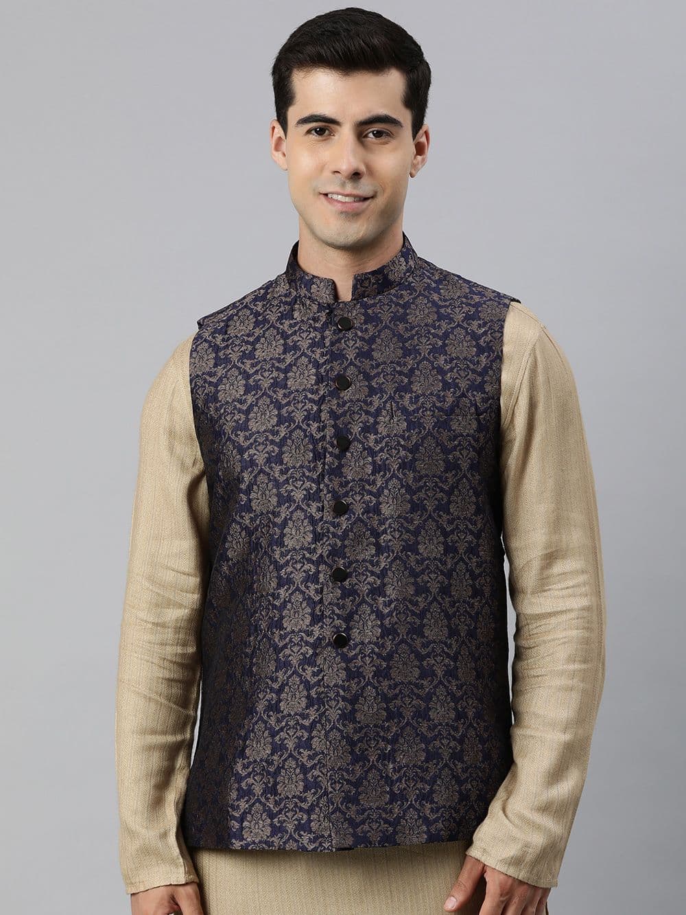 Manthan Men Woven Design Nehru Jacket - view 1