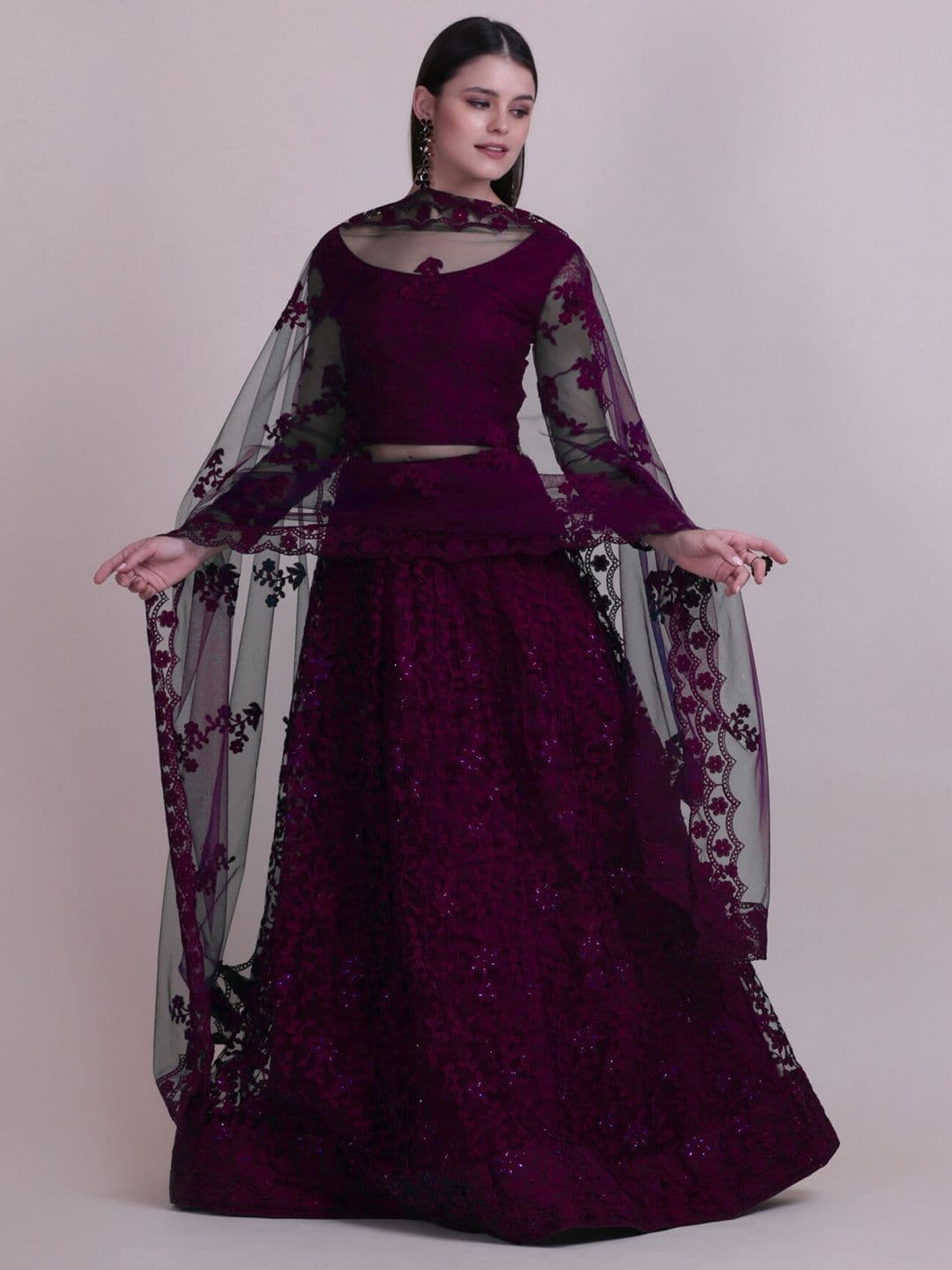 Warthy Ent Embroidered Semi-Stitched Lehenga & Unstitched Blouse With Dupatta - view 1