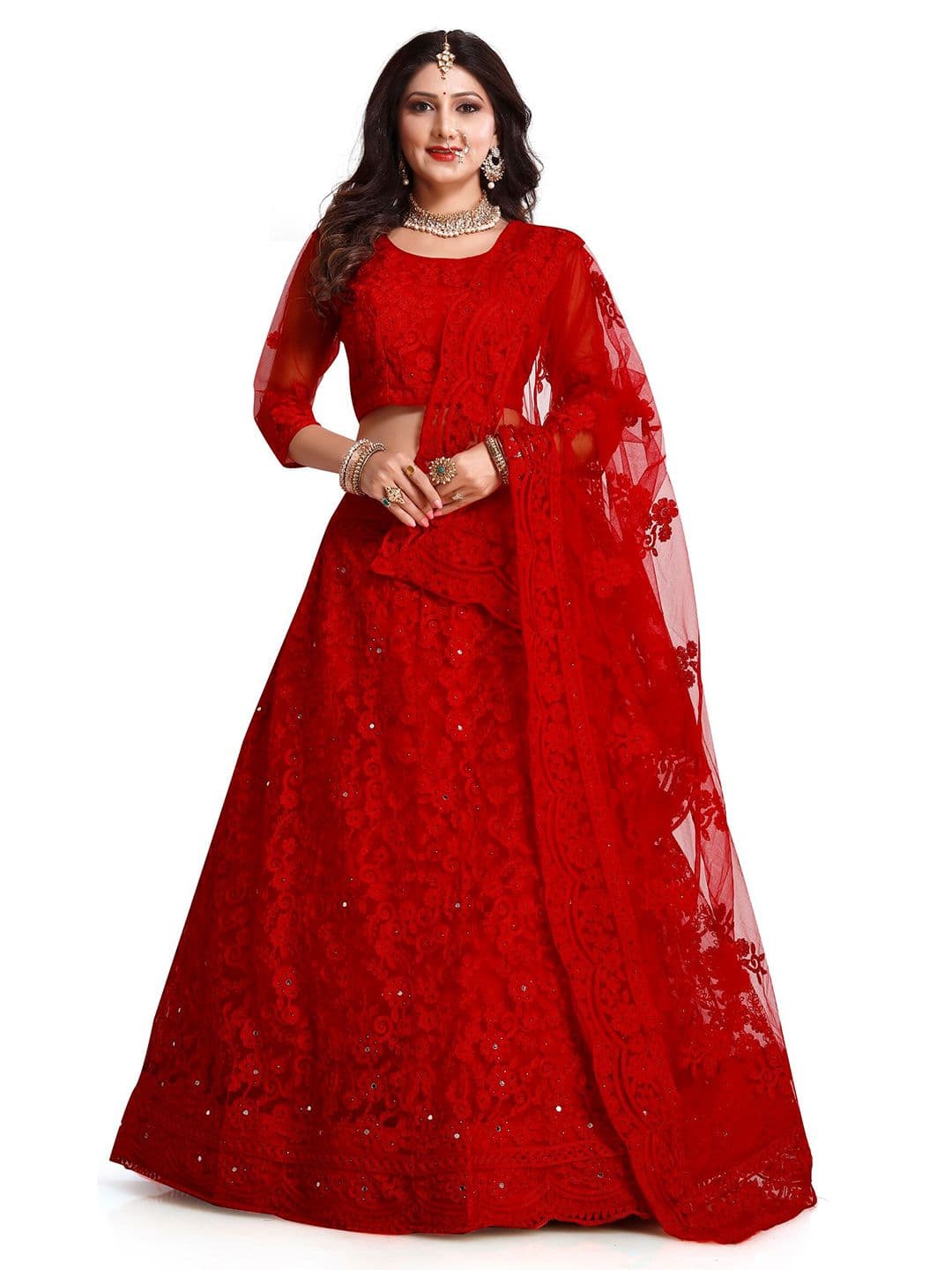 Warthy Ent Embroidered Semi-Stitched Lehenga & Unstitched Blouse With Dupatta - view 1