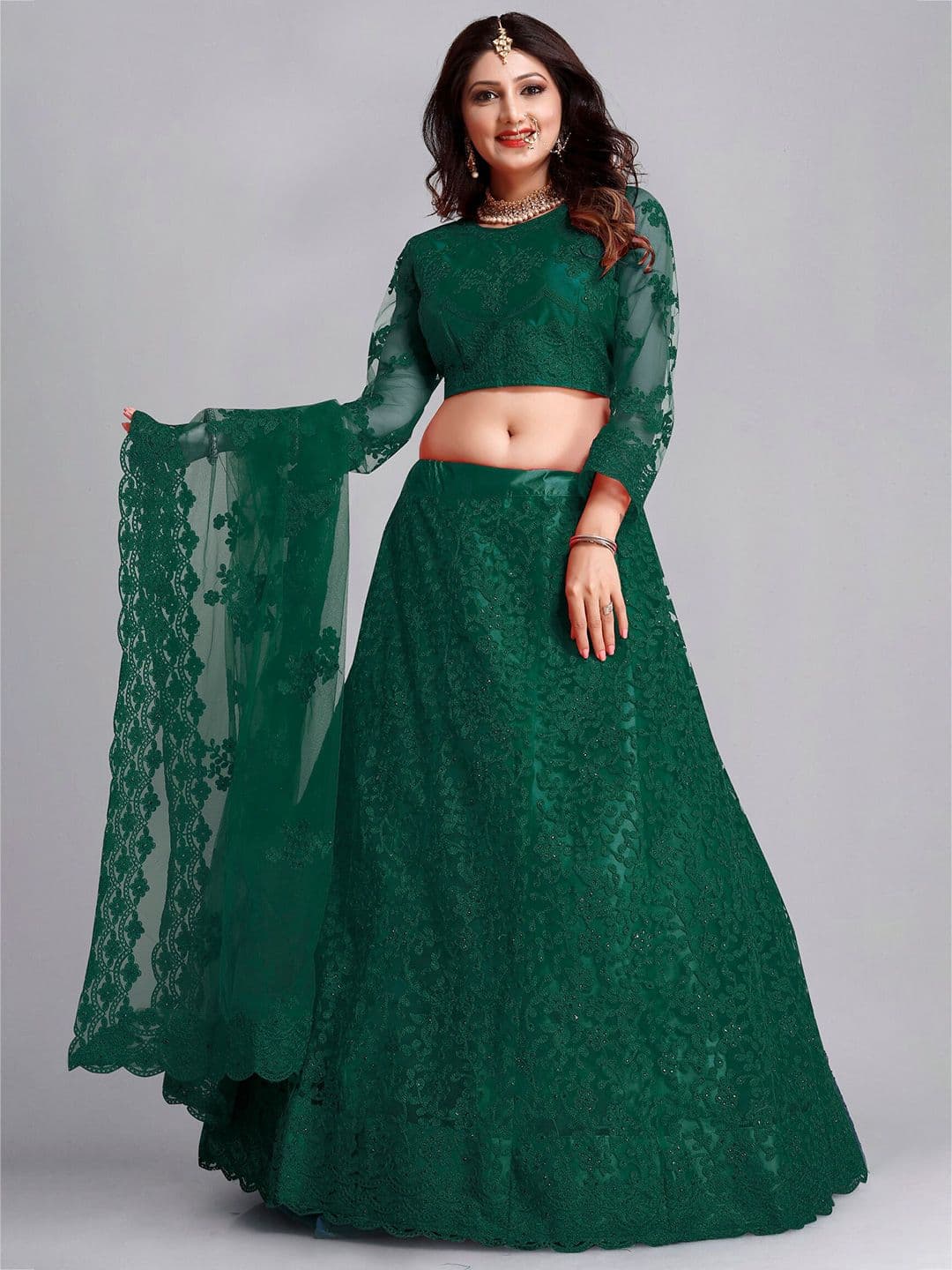Warthy Ent Embellished Semi-Stitched Lehenga & Unstitched Blouse With Dupatta - view 1