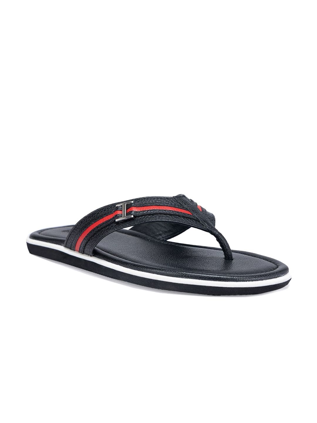 ROSSO BRUNELLO Men Black Textured Leather Sandals - view 1