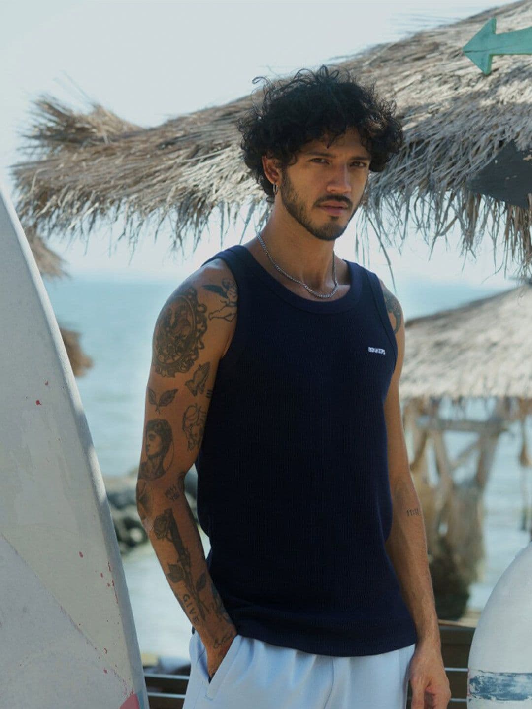 Bonkers Corner Navy Blue Round Neck Cotton Innerwear Vest - view 1