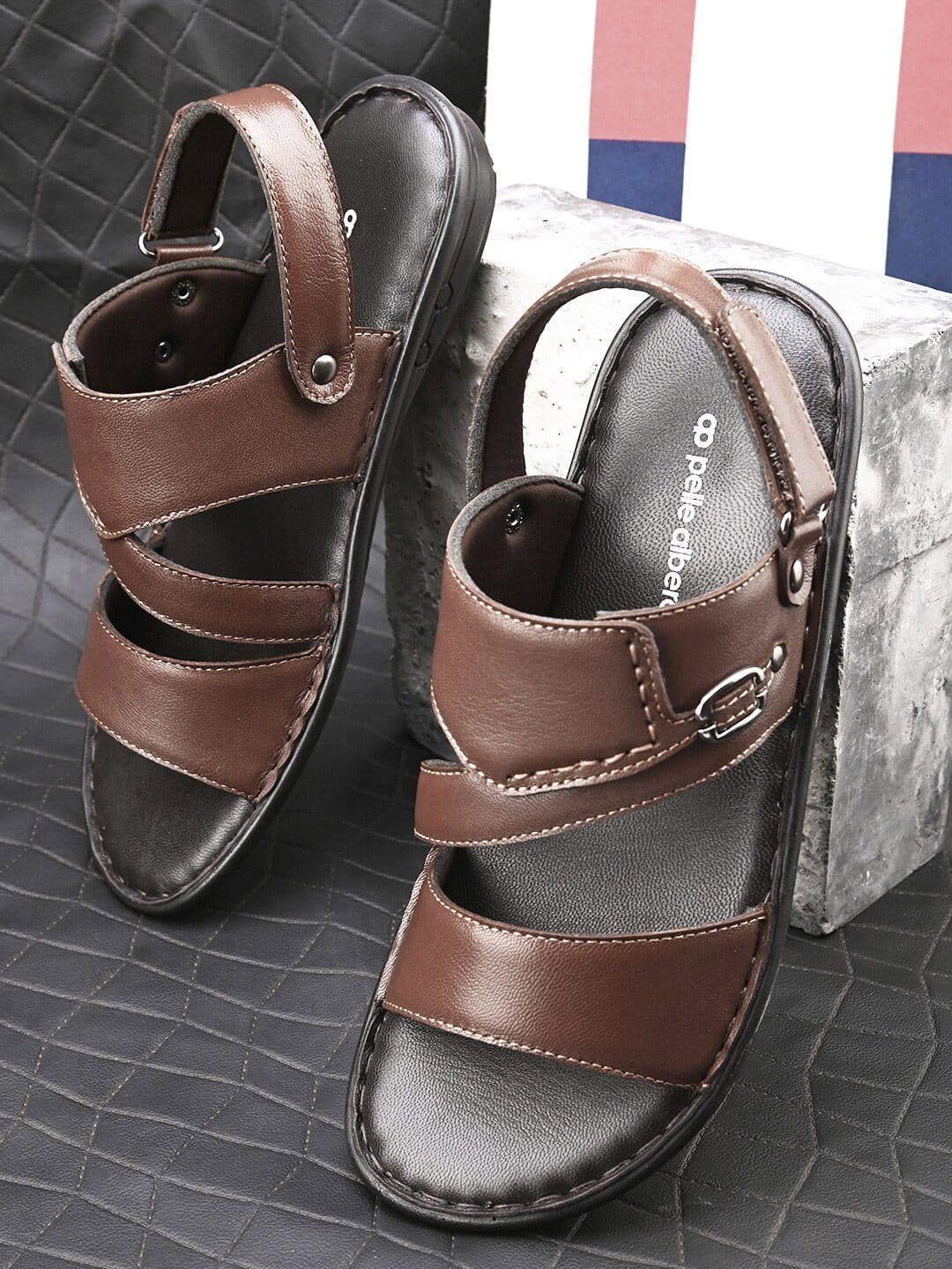 pelle albero Men Textured Leather Comfort Sandals - view 1